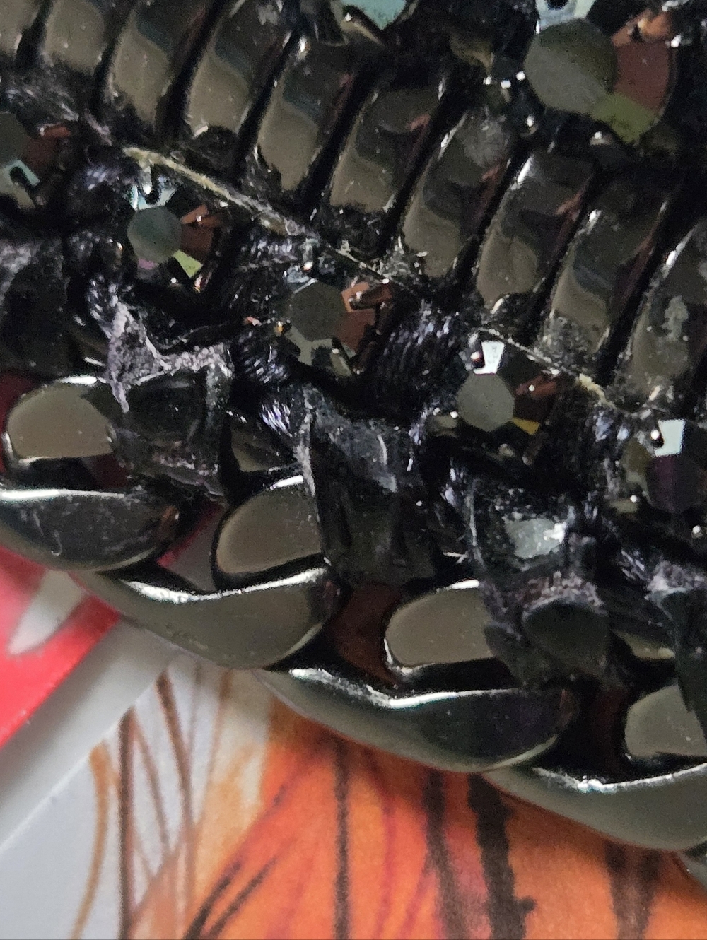 Vintage Henri Bendel Black Chain-Link & Crystals Wrap Leather Bracelet GUC - Picture 4 of 13